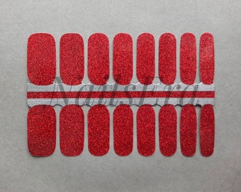 Red Glitter Nail Wraps, Nail Strips, Nail Stickers