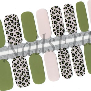 Green Animal print Nail Wraps / Nail  Strips / Nail Stickers