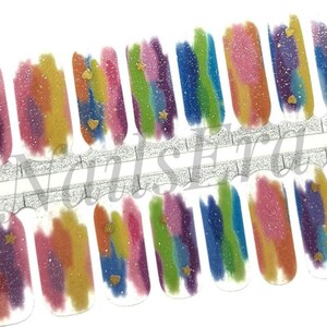 Brushstrokes and Stars Nail Wraps: Easy Application Nail Polish Strips