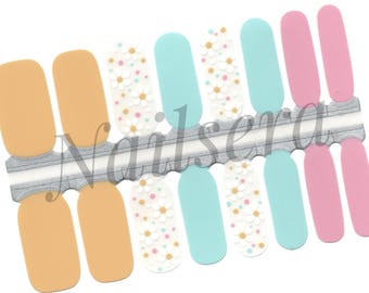 Pastel Daisy (transparent) Nail Wraps, Nail Polish Strips
