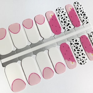Pink French Tip Nail Wraps: Easy Application Nail Polish Strips