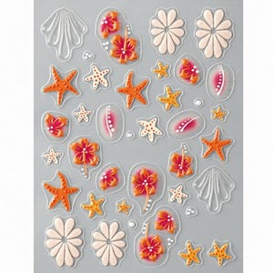 Summer Nail Art Stickers Decals Sea Life Seashells Starfish Corrals Self Adhesive DIY Nails.