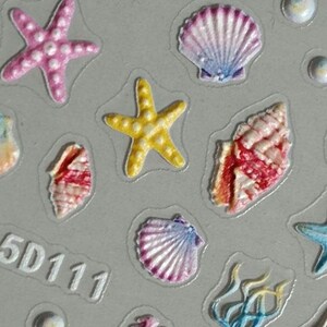 Nail Art Stickers Decals Summer Sea life shell Self Adhesive DIY Nails