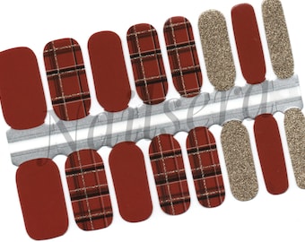 Rustic Red Plaid Nail Wraps / Nail  Strips / Nail Stickers