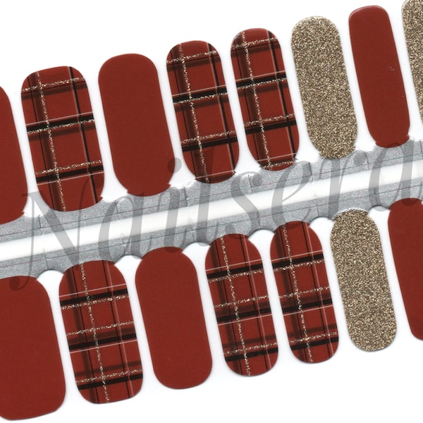 Rustic Red Plaid Nail Wraps / Nail  Strips / Nail Stickers