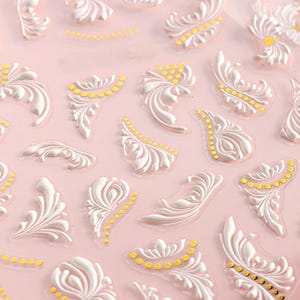 Nail Art Stickers Decals White Flower Wedding Self Adhesive Winter DIY Nails