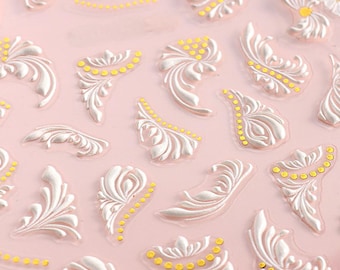 Nail Art Stickers Decals White Flower Wedding Self Adhesive Winter DIY Nails