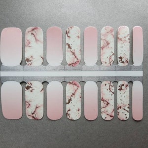 Pink Ombre Marble Nail Wraps / Nail Strips / Nail Stickers