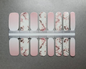 Pink Ombre Marble Nail Wraps / Nail Strips / Nail Stickers