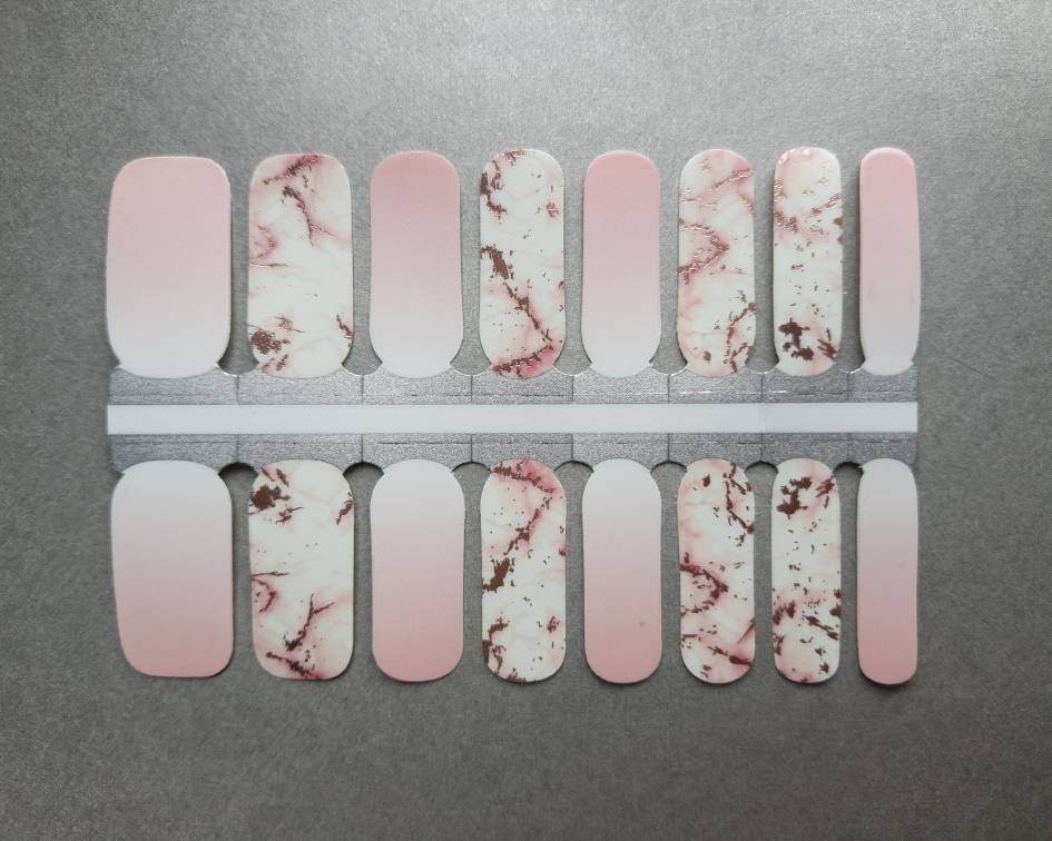 NailsEra Pink Ombre Marble Accent Nail Polish Strips / Marble Nail Wr…