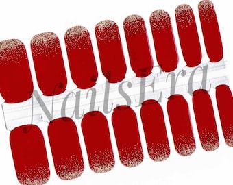 Gold Dipped Red Nail Wraps: Easy Application Nail Polish Stickers