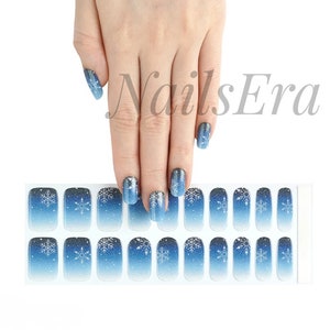 White Snowflake Semi-cured Gel Nail Wraps / Nail  Strips / Nail Stickers