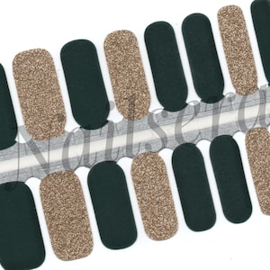 Dark Green Gold Glitter Nail Wraps Nail Stickers Nail Polish Strips Nail Decals Nail Art Gift for Women