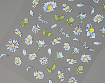 Nail Art Stickers Decals Summer Flowers Daisies Self Adhesive DIY Nails