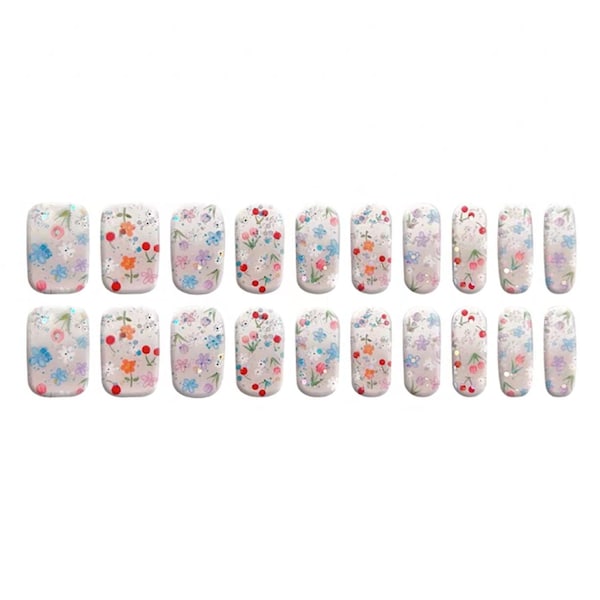 Flower Garden Semi Cured Gel Nail Wraps, Floral Nail Stickers
