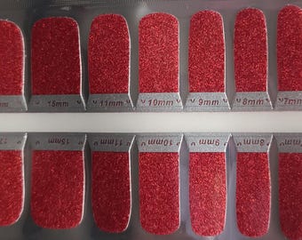 Red Glitter Nail Wraps: Salon Quality Nail Stickers.