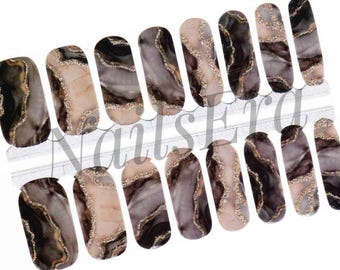 Beige Marble Nail Wraps: Easy Application Nail Art Stickers