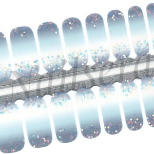 Blue Sequins Nail Wraps: Easy Application Nail Polish Strips
