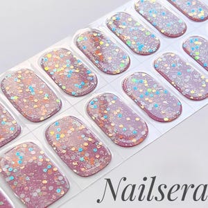 Rosy Semi-cured Gel Nail Wraps / Nail  Strips / Nail Stickers (glow in the dark)