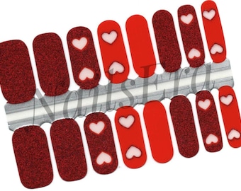 Rouge Red Heart Nail Wraps: Valentine's Day Nail Stickers.