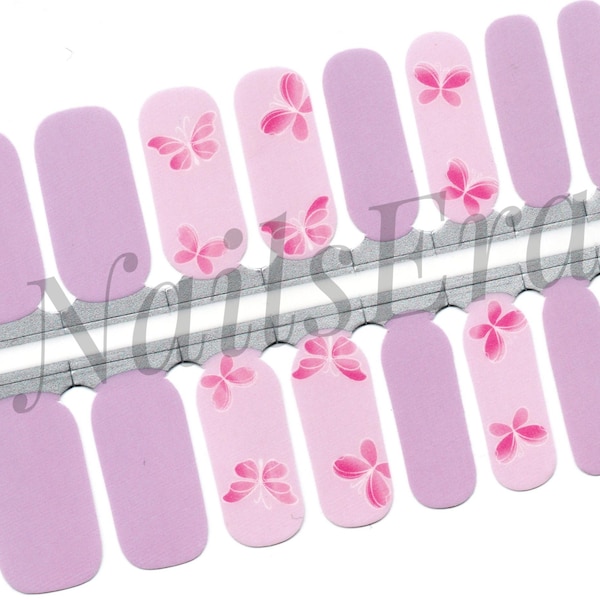 Lilac Butterfly Nail Wraps: Easy Application Nail Polish Strips