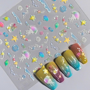 Nail Art Stickers Decals Summer Sea life shell Self Adhesive DIY Nails