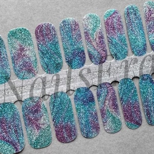 Northern Lights Glitter Nail Wraps: Easy Application Nail Art Stickers