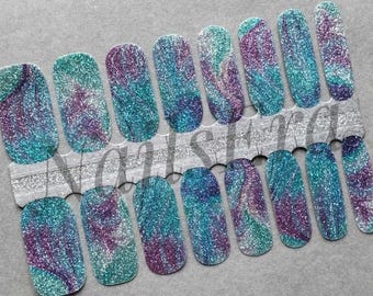 Northern Lights Glitter Nail Wraps: Easy Application Nail Art Stickers