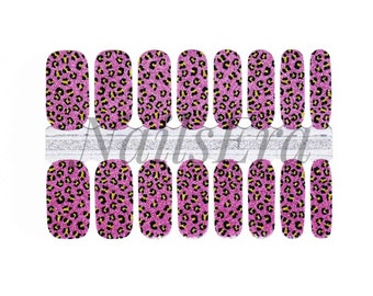 Pink Glitter Animal Nail Wraps / Nail  Strips / Nail Stickers