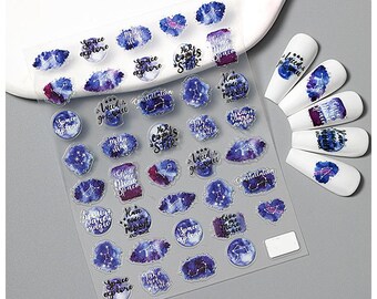 Nail Art Stickers Decals Constellation Summer Flowers Wedding Self Adhesive DIY Nails Decals 5D