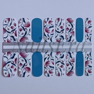 Magenta bloemen nagelfolie / nagelstrips / nagelstickers