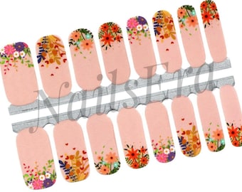 Summer Garden Floral Nail Wraps: Easy Application Nail Polish Strips.