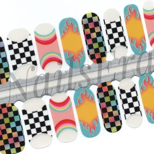 Checkerboard Nail Wraps, Nail Strips,  Nail Stickers