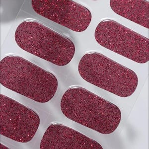 Red Glitter Semi-cured Gel Nail Wraps / Nail  Strips / Nail Stickers