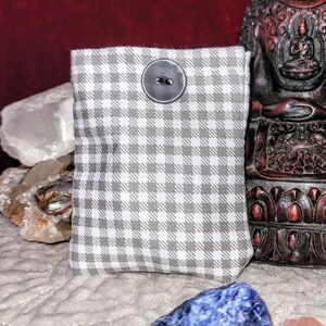 Gray Checkered Print Crystal Pouch
