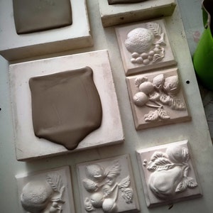 Handmade Ceramic Tile Mold set: Create Unique 3D Fruit Designs with Slip Casting Mold Plates for Kitchen Backsplash and Wall Decor Art, 3pcs