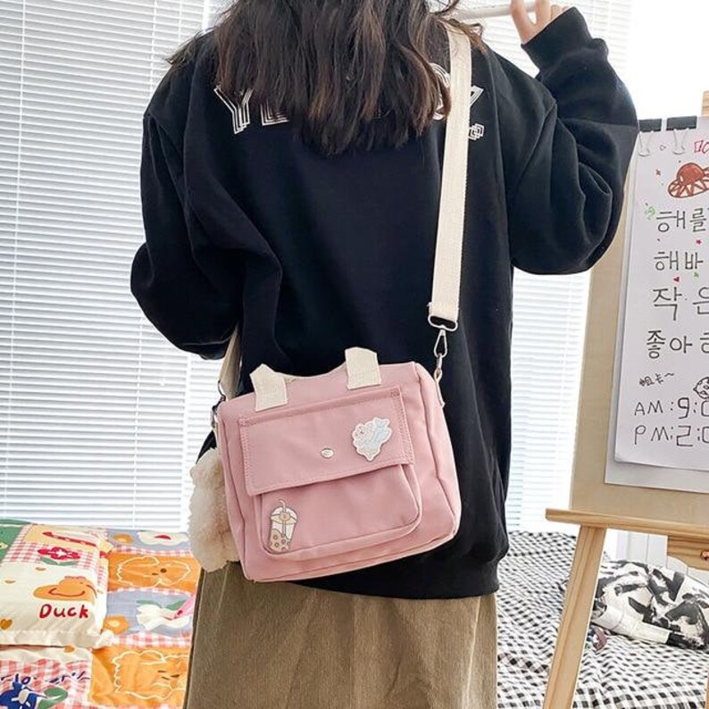 Preppy Style Collage Messenger Bag Soft Girl Aesthetic Etsy