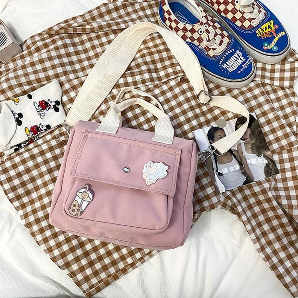 Preppy Style Collage Messenger Bag Soft Girl Aesthetic | Etsy