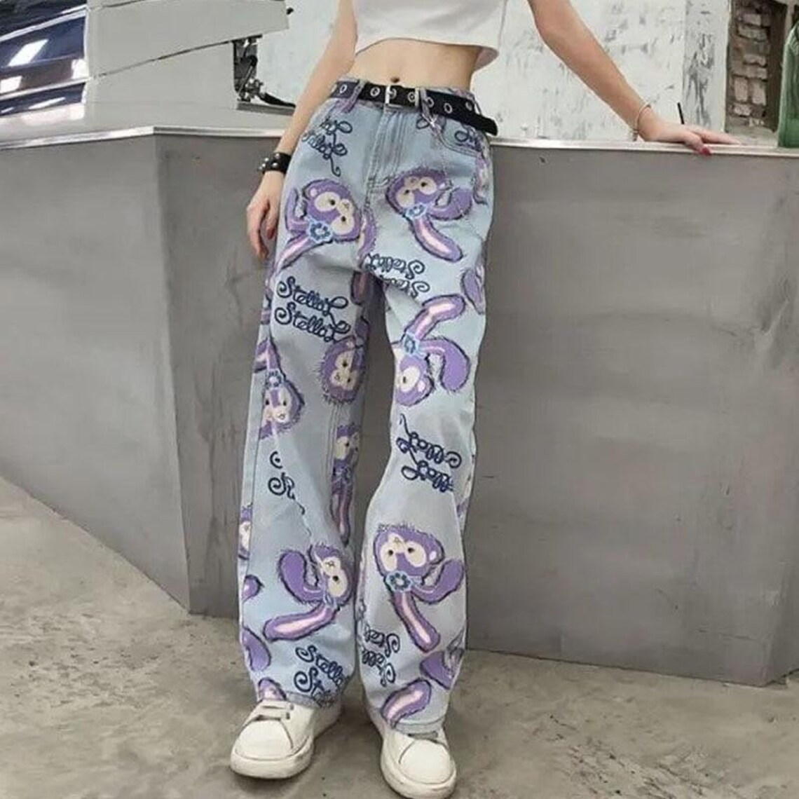 Harajuku Y2K Hippie Straight Pants Retro 80s 90s kpop | Etsy