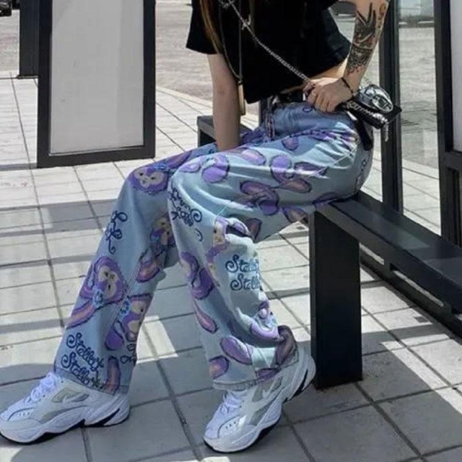 Harajuku Y2K Hippie Straight Pants Retro 80s 90s kpop Etsy