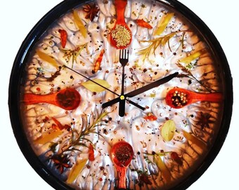 Wall clock, kitchen clock, clock, steel ring clock