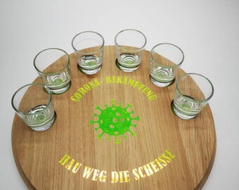 Shot glasses tray, serving board for schnapps