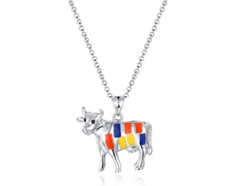 Mondrian Cow Pendant in 925 Sterling Silver by White Alpina
