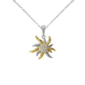 Edelweiss pendant in 925 silver, gold-plated and shiny