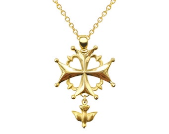 Pendentif Croix Huguenote en argent 925 doré by White Alpina