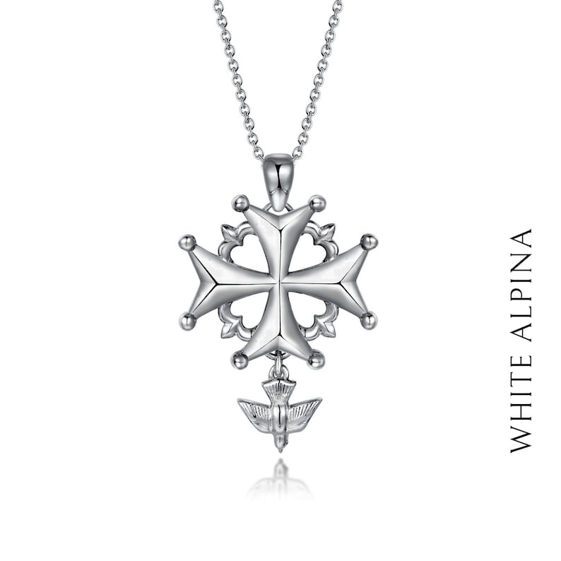 Huguenot Cross pendant in 925 silver by White Alpina image 1