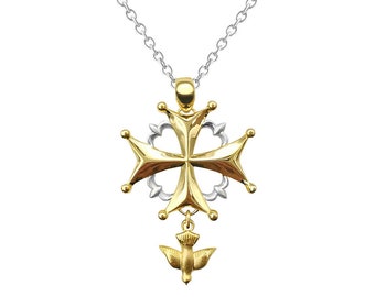 Huguenot Cross pendant in 925 bicolor silver by White Alpina