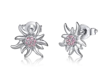 925 silver edelweiss earrings with clear zircons by White Alpina.