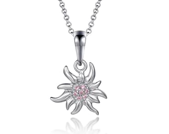 Edelweiss silver pendant 925 - Small - Rose