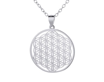 Flower of Life pendant in 925 rhodium-plated silver by White Alpina.